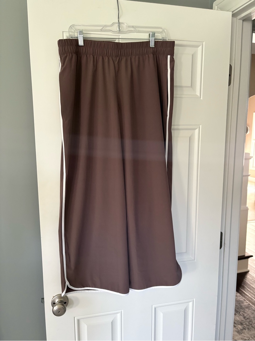 Athleta Brown Jogger Pants with White Side Trim